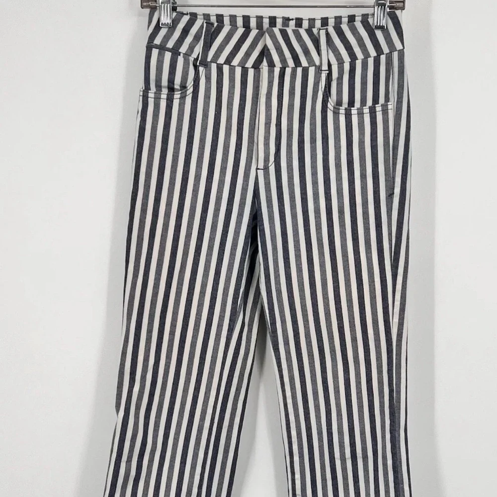 Anthropologie Alena Vertical Blue‎ Striped Bootcut Pants Size 25